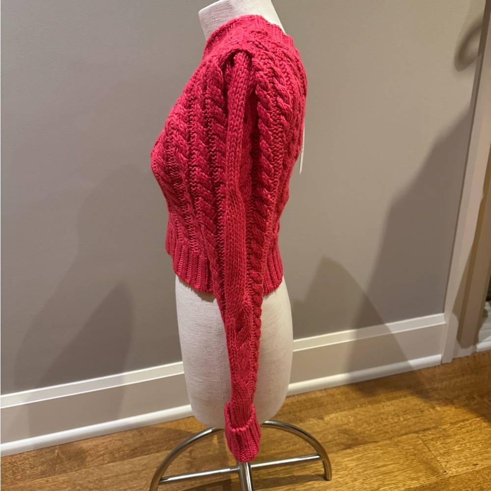 NWT For Love And Lemons hot pink Off-the-Shoulder Sweater - Picture 5 of 8